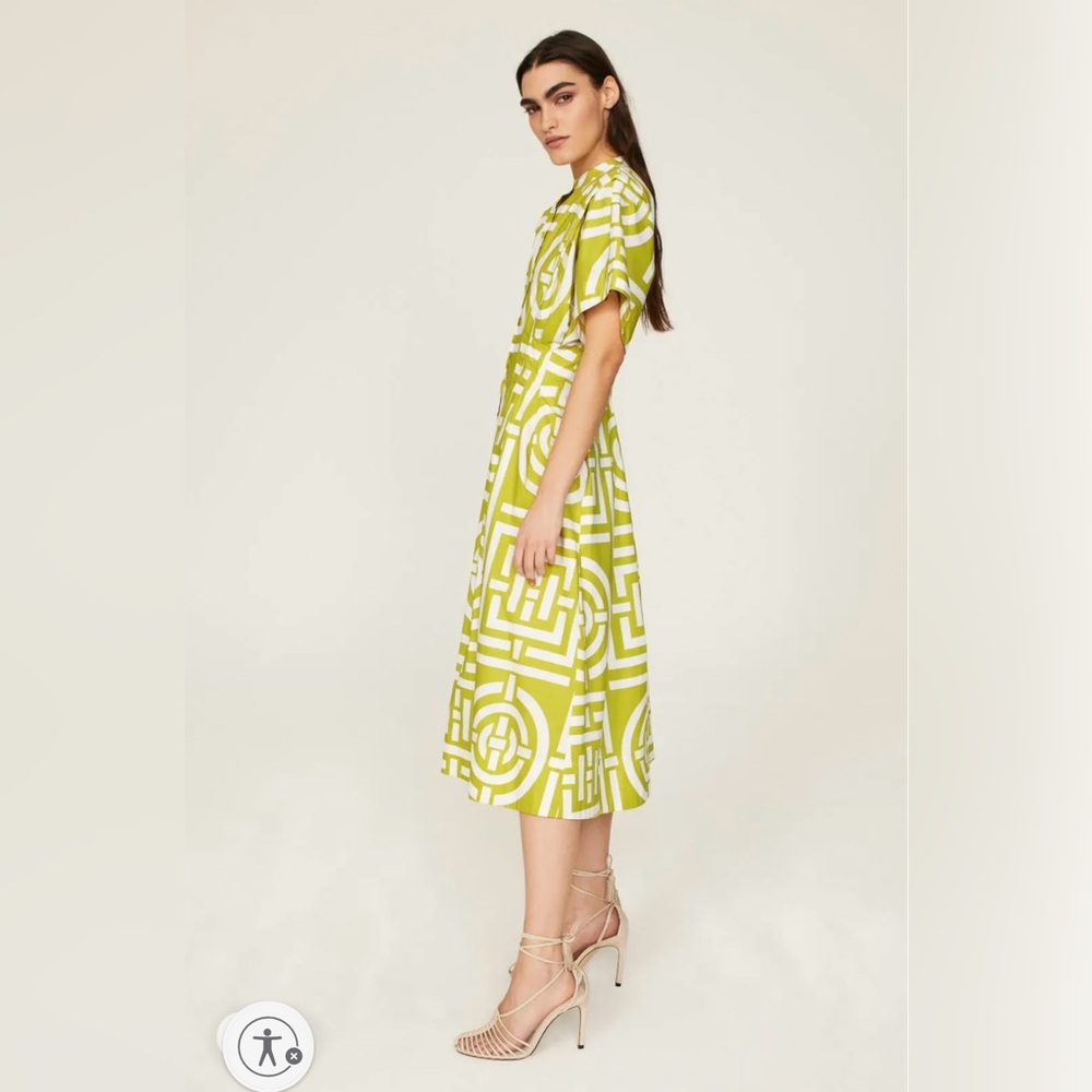 Natori Lime Green and White Midi Dress